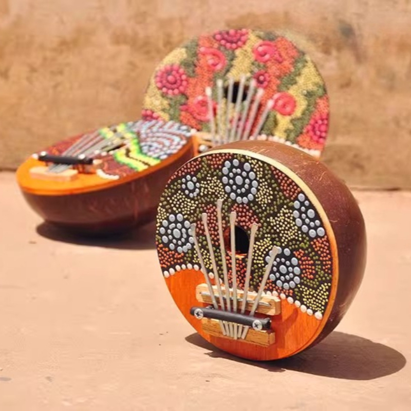 Kalimba Thumb Piano - 코코넛 껍질 칼림바 7음 조각 페인팅