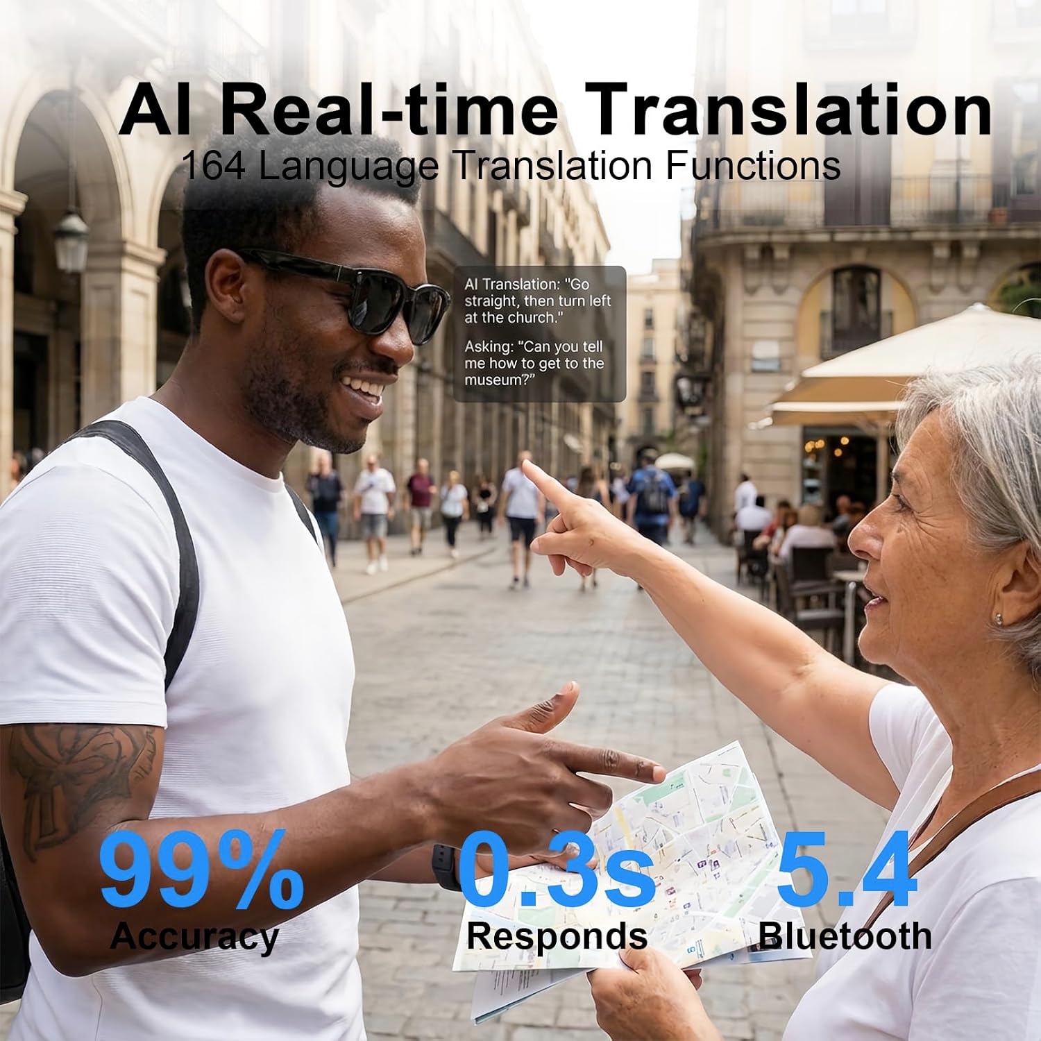 카메라가 장착된 AI 스마트 안경, 여성 남성용 8MP - Audio Music Recognition 리뷰 및 가격