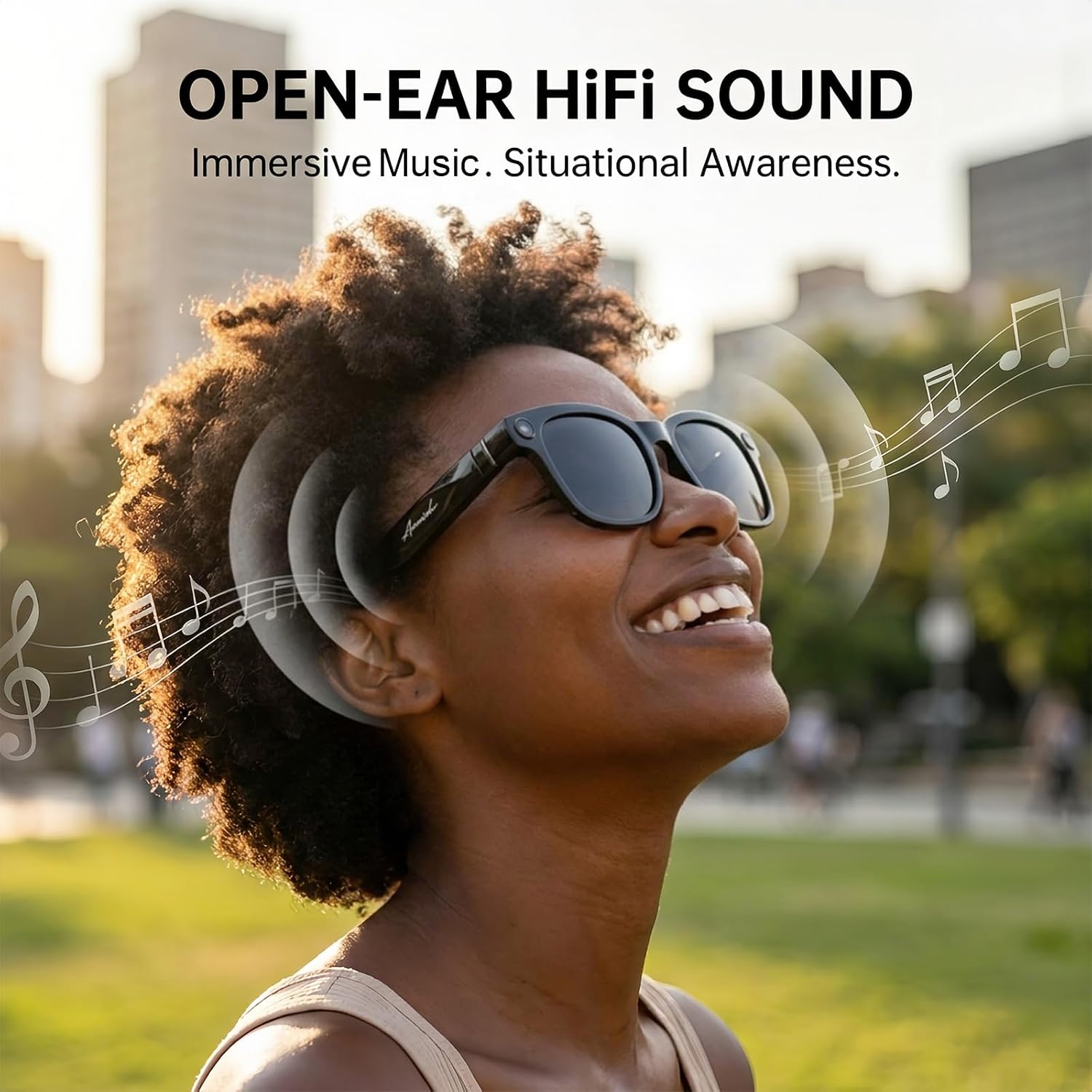 카메라가 장착된 AI 스마트 안경, 여성 남성용 8MP - Audio Music Recognition 리뷰 및 가격